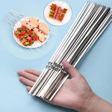 将图片加载到图库查看器,10-20Pcs Stainless Steel Barbecue Skewer Reusable BBQ Skewers Kebab Iron Stick For Outdoor Camping Picnic Tools Cooking Tools Stainless Steel Barbecue Skewers Durable and Reusable Metal Skewers