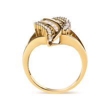 Load image into Gallery viewer, 10K Yellow Gold 1/2 Cttw Round and Baguette Cut Diamond Cocktail Ring (H-I Color, I1-I2 Clarity)