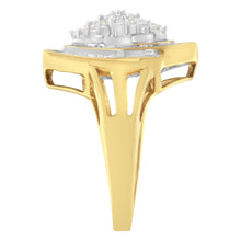 Load image into Gallery viewer, 10K Yellow Gold Diamond Cluster Ring (3/4 Cttw, J-K Color, I2-I3 Clarity) - Size 6
