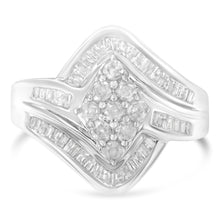 Load image into Gallery viewer, 10K White Gold Diamond Bypass Cluster Ring (1 Cttw, I-J Color, I2-I3 Clarity) - Size 7