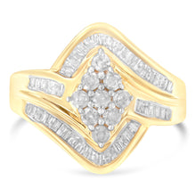 Load image into Gallery viewer, 10K Yellow Gold Diamond Bypass Cluster Ring (1 Cttw, I-J Color, I2-I3 Clarity) - Size 7