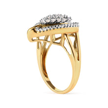 Load image into Gallery viewer, 10K Yellow Gold 1 Cttw Round and Baguette Cut Diamond Ballerina Cluster Ring (H-I Color, SI2-I1 Clarity)