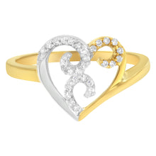 将图片加载到图库查看器,10K Two-Toned Gold Diamond Heart Shape Cluster Ring (1/6 Cttw, H-I Color, I1-I2 Clarity) - Size 6