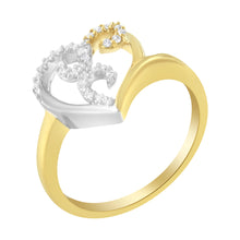 将图片加载到图库查看器,10K Two-Toned Gold Diamond Heart Shape Cluster Ring (1/6 Cttw, H-I Color, I1-I2 Clarity) - Size 6