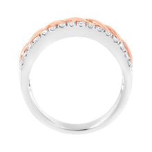 Load image into Gallery viewer, 10K White and Rose Gold 1/3 Cttw Diamond Split Shank and Infinity Ribbon Band Ring (I-J Color, I1-I2 Clarity) - Size 6
