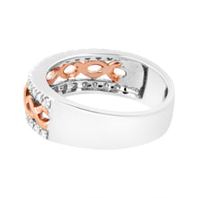 Load image into Gallery viewer, 10K White and Rose Gold 1/3 Cttw Diamond Split Shank and Infinity Ribbon Band Ring (I-J Color, I1-I2 Clarity) - Size 6