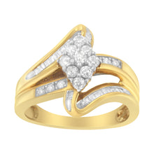 Load image into Gallery viewer, 10K Yellow Gold 1/2 cttw Diamond Cluster Cocktail Ring (J-K Clarity, I1-I2 Color) - Size 7