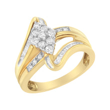 Load image into Gallery viewer, 10K Yellow Gold 1/2 cttw Diamond Cluster Cocktail Ring (J-K Clarity, I1-I2 Color) - Size 7