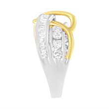 Load image into Gallery viewer, 10K White and Yellow Gold 1 1/10 cttw Channel-Set Diamond Bypass Band Ring (J Color, I3 Clarity) - Size 7