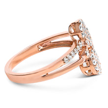Load image into Gallery viewer, 14K Rose Gold Plated .925 Sterling Silver 1/2 Cttw Diamond Scatter Composite Bypass Ring (I-J Color, I1-I2 Clarity) - Size 7
