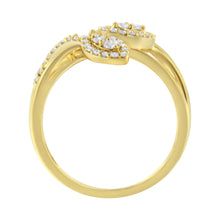 Load image into Gallery viewer, 10K Yellow Gold 1/2 Cttw Round-Cut Diamond Layered Crossover Triple Leaf Bypass Ring (I-J Color, I1-I2 Clarity) - Size 7
