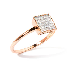 Load image into Gallery viewer, 10K Rose Gold 1/3 Cttw Invisible Set Princess Cut Diamond Composite Square Shape Ring for Women (H-I color, I1-I2 clarity) - Size 7