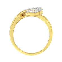Load image into Gallery viewer, 10K Yellow Gold 3/8 Cttw Round and Baguette-Cut Diamond Leaf Cocktail Ring - Size 7 (I-J Color, I1-I2 Clarity)