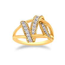 Load image into Gallery viewer, 14K Yellow Gold Plated .925 Sterling Silver 1/4 Cttw Diamond Interlocking Bypass Ring (I-J Color, I1-I2 Clarity) - Size 7
