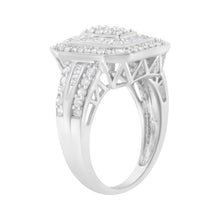 Load image into Gallery viewer, .925 Sterling Silver Round and Baguette Diamond Cathedral Ring (0.75 Cttw, H-I Color, I2-I3 Clarity) - Size 7