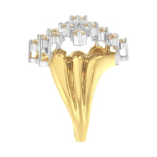 Load image into Gallery viewer, 10K Yellow Gold Plated .925 Sterling Silver Diamond Cocktail Ring (1 1/2 Cttw, J-K Color, I1-I2 Clarity) - Size 7