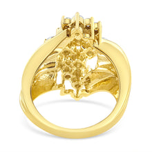 Load image into Gallery viewer, 10K Yellow Gold 1 1/2 Cttw Diamond Cluster Tapered Shank Cocktail Ring Cocktail Ring (I-J Color, I1-I2 Clarity) - Ring Size 7
