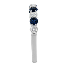 Load image into Gallery viewer, 10KT White Gold 1/2 cttw Diamond and 3MM Created Blue Sapphire Gemstone Band Ring (H-I, I1-I2) - Size 7
