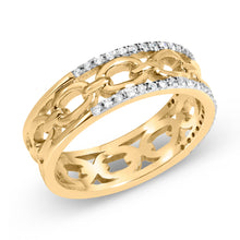 将图片加载到图库查看器,10K Yellow Gold 1/5 Cttw Diamond Two Row Cuban Link Ring (I-J Color, I2-I3 Clarity) - Size 7