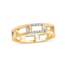 Load image into Gallery viewer, 10K Yellow Gold Diamond Accent Paperclip Band Ring (I-J Color, I2-I3 Clarity) - Size 7