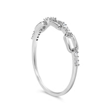 Load image into Gallery viewer, .925 Sterling Silver Diamond Accent Paperclip Band Ring (I-J Color, I2-I3 Clarity) - Ring Size 6