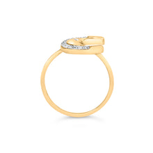 Load image into Gallery viewer, 10K Yellow Gold 1/10 Cttw Diamond Crescent Moon Ring (I-J Color, I1-I2 Clarity) - Ring Size 6