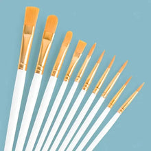 Load image into Gallery viewer, 10-Pieces: Artist Paintbrush Nylon Round Pointed Flat Head Set