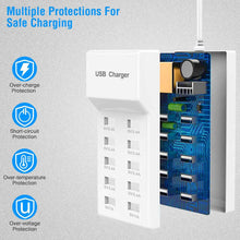 Load image into Gallery viewer, 10-Ports 50W USB Wall Fast Charging Power Adapter