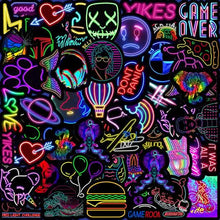 Load image into Gallery viewer, 100-Piece: Cartoon Neon Light Graffiti Stickers