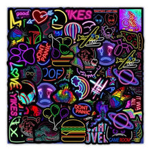 Load image into Gallery viewer, 100-Piece: Cartoon Neon Light Graffiti Stickers