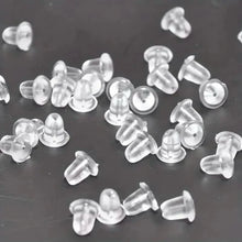 Load image into Gallery viewer, 100-Pieces: Transparent Plastic Ear Clog Ear Stud Earring Pin Backs Ear Plug