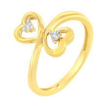 Load image into Gallery viewer, 14KT Yellow Gold 1/20 ctw. Dual Heart Diamond Ring (K-L, I1-I2) - Size 7