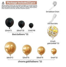 将图片加载到图库查看器,101pcs Gold Black Balloons Garland Arch Kit For Graduations Party Wedding Birthday Christmas Party Decoration For Birthday Wedding and Aniversaly