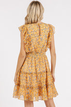 Load image into Gallery viewer, New Summer Ditsy Floral Print Ruffle Chiffon Mini Dress β Fluttering, Playful and Feminine Dress with Ruffle Details and Soft Chiffon Fabric