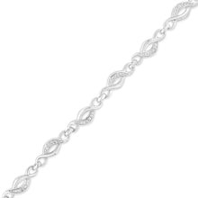 Load image into Gallery viewer, .925 Sterling Silver Prong Set Diamond Accent Curved Spiral Link Bracelet (I-J Color, I3 Clarity) - 7.25"