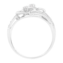 Load image into Gallery viewer, 14KT White Gold 1/10 cttw Diamond Twin Heart Ring - Size 6.5