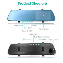 将图片加载到图库查看器,1080P Car DVR 4.3inches Dash Cam with 140° Angle Loop Recording