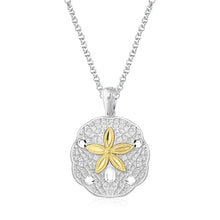 Load image into Gallery viewer, Designer Sterling Silver and 14k Yellow Gold Sand Dollar Pendant