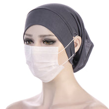 Load image into Gallery viewer, NEW Soft Cotton Hijab Breathable Turban Tie Under Scarf Elegant Ear Hole Stretch Inner Hijabs Lightweight Turban Round Front Under Hijab Caps Female Turban Bonnet