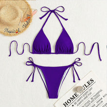 将图片加载到图库查看器,Swimwear Women Bandage Women Triangle Bathing Suits 2 Pieces Bikini Bowknot Swimsuit Bikini Set Swimwear Bikini Sets Bikinis Bathing Suit Push Up Swimsuit Summer Beachwear