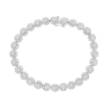 Load image into Gallery viewer, 14K White Gold 3-3/4 Cttw Round-Brilliant Cut Diamond 7-1/4" Round Cluster Links Tennis Bracelet (I-J Color, SI2-I1 Clarity)