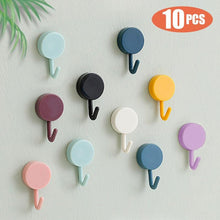 Load image into Gallery viewer, 10PCS Self Adhesive Wall Hook Strong Without Drilling Coat Bag Bathroom Door Kitchen Towel Hanger Hooks Home Storage Accessories Decorative Hooks Entrance Organizers with Self-Adhesive Hooks for Hanging Keys Towels