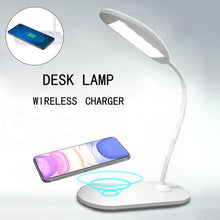 Load image into Gallery viewer, 10W LED Desk Lamp with phone Wireless Charger, USB Charging Port, Dimmable Eye-Caring Office Lamp for Work, Folding Design Decorative Table Lamp Cute Study Lamps for Bedroom Décor