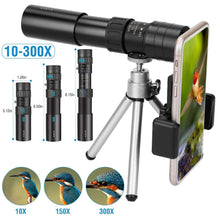 Load image into Gallery viewer, 10X-300X Zoom Monocular Telescope High Definition Phone Telephoto Lens