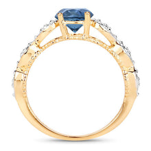 Load image into Gallery viewer, 1.27 Carat Genuine Blue Sapphire and White Diamond 14K Yellow Gold Ring