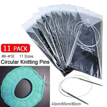 Load image into Gallery viewer, 11-Pack: Stainless Steel Circular Knitting Needles Circular Knitting Pins