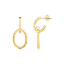 将图片加载到图库查看器,14K Yellow Gold Interlocking Drop Hoop Earrings