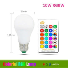 将图片加载到图库查看器,110V 220V E27 RGB LED Bulb Lights 5W 10W 15W RGB Lampada Changeable Colorful RGBW LED Lamp With IR Remote Control+Memory Mode RGB LED Light Bulbs, 10W LED Color Changing Light Bulb with Remote Control