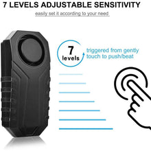 Load image into Gallery viewer, 113dB Wireless Vibration Motion Sensor Waterproof Bike Alarm with Remote