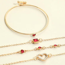 Load image into Gallery viewer, 4pcs Rhinestone Alloy Bracelet Set β Minimalist Heart & Square Design